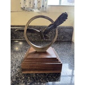 Vintage Wally Shoop Bronze Bald Eagle Sculpture Statue Signed Animal Nature 1983